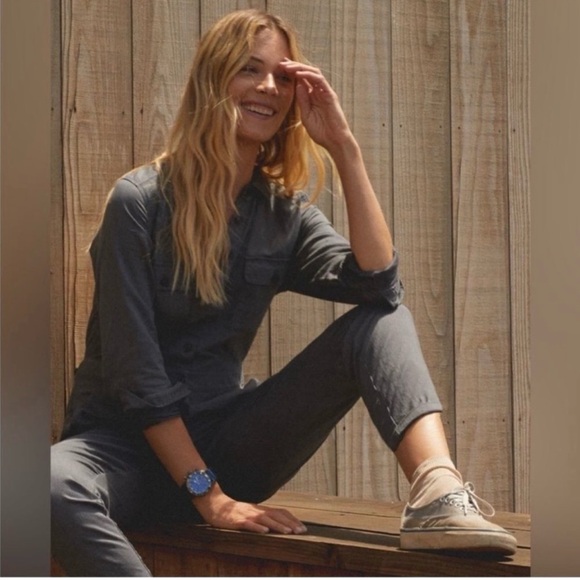 Outerknown SEA suit storm gray long sleeve utility jumpsuit linen blend SMALL - Picture 4 of 8